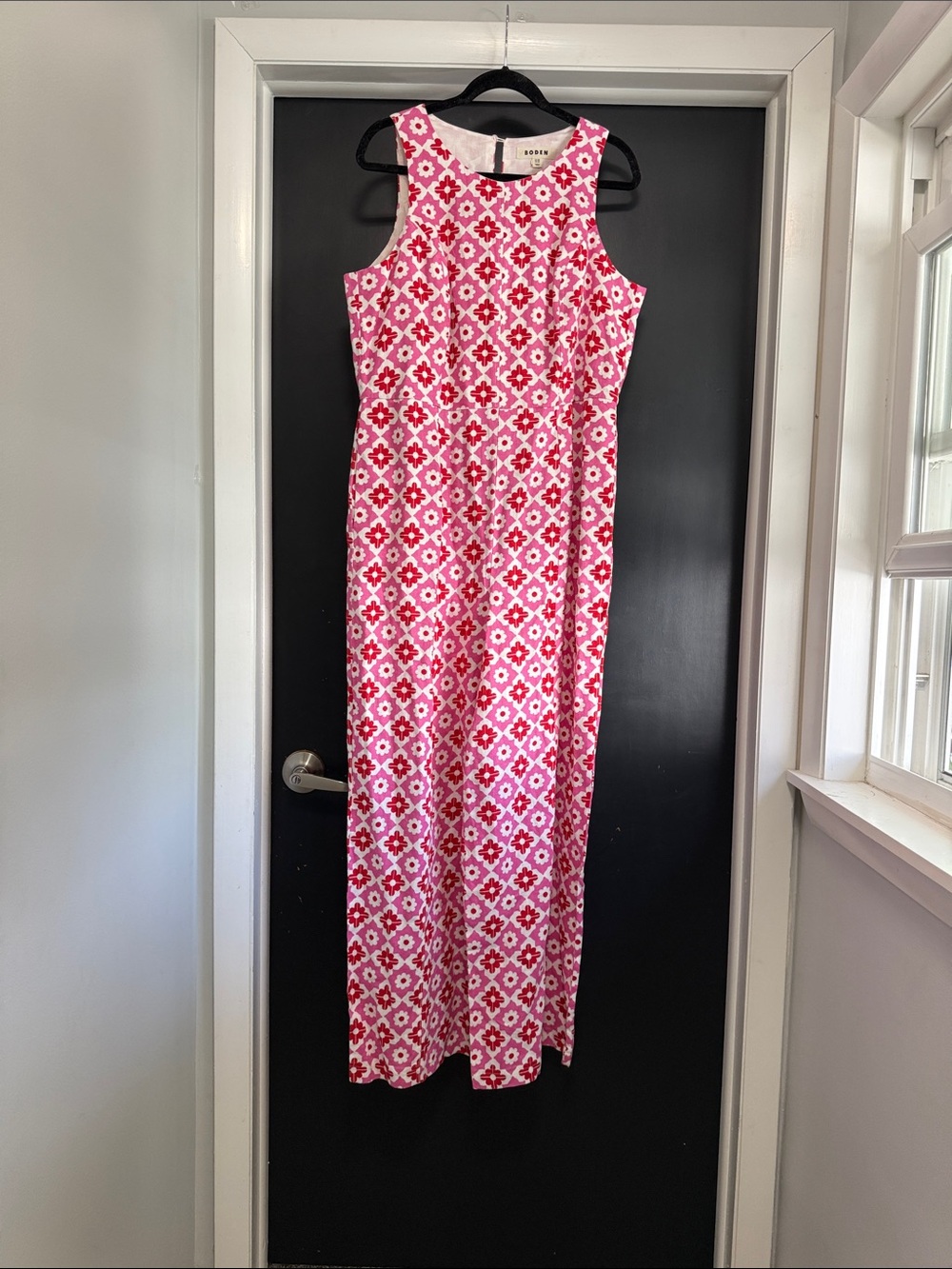 Boden Pink Red and White Patterned Sleeveless Jumpsuit